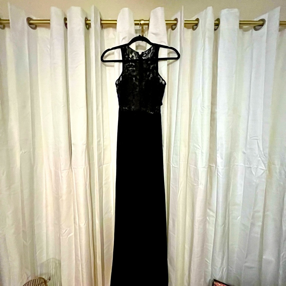 Black pant suit with lace. Size small. Custom made.